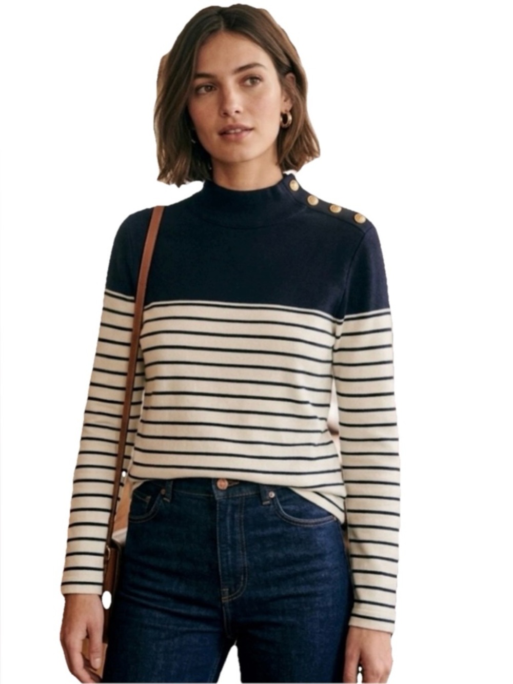 Current Elliott Striped the Top Shelf Sweater Women’s Blue & White Size Small